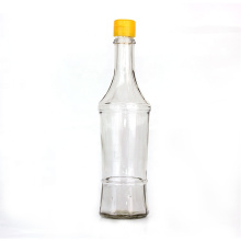 Hot Cheap 250ml clear round glass oil bottle with plastic lid for sauce sesame oil vinegar